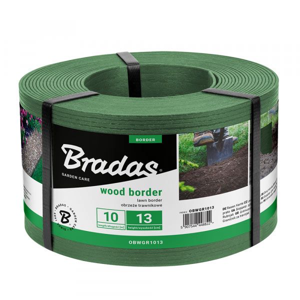 Бордюр WOOD BORDER, 130мм х 2,8мм х 10м, зелений OBWGR1013 фото