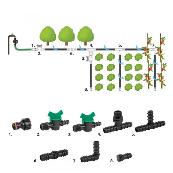 Набір аксесуарів для крапельного поливу, 16мм, 42 шт. DSWA20-SET2 фото