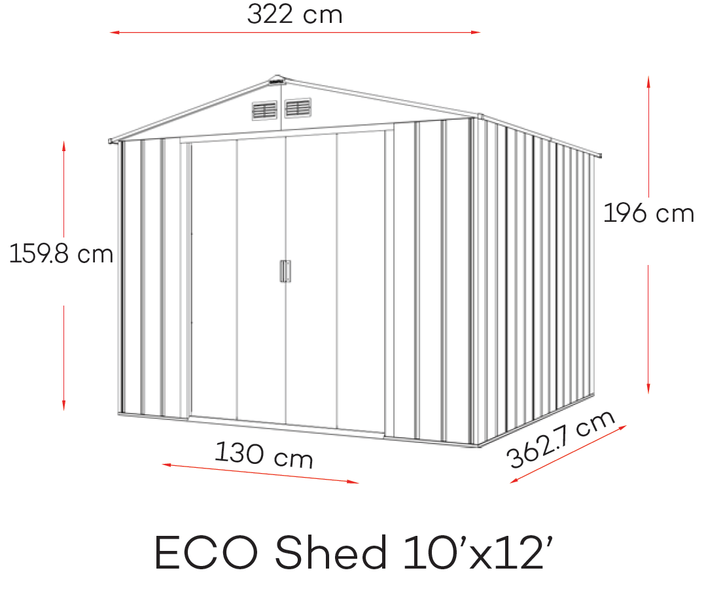 Сарай металевий ECO 362,7x322x196 см зелений з білим 1351794804 фото