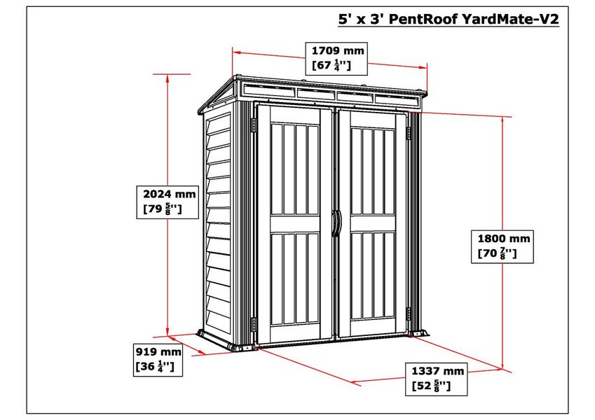 Сарай пластиковый YardMate 171x92x202 см темно-серый 1850341388 фото