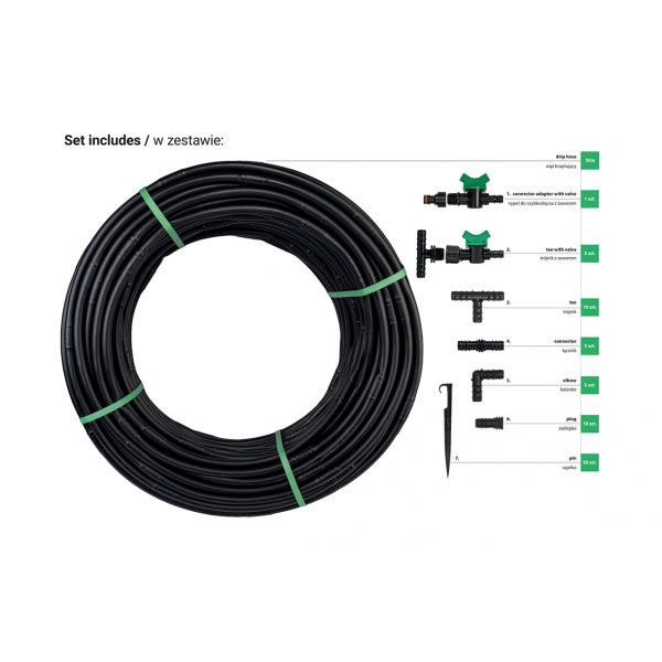 Комплект из капельной трубки 50 м, WATER FLOW DRIP DSWWF50-SET2 фото