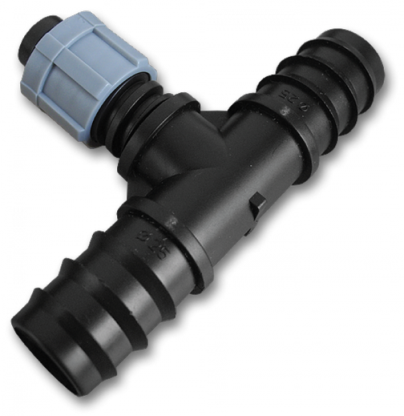 Трійник з'єднувач для трубки 25мм х2 / крапельна стрічка, DSTA04-25L DSTA04-25L фото