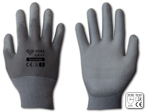 Перчатки защитные PURE GRAY полиуретан, размер 10 RWPGY10 фото
