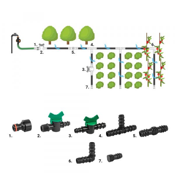 Набір аксесуарів для крапельного поливу,16мм, 81 шт. DSWA20-SET4 фото