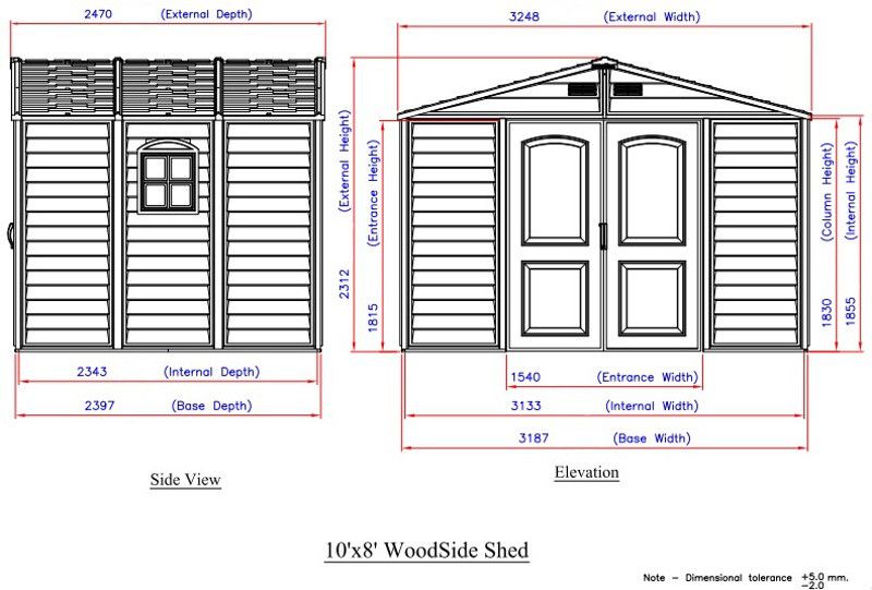 Сарай пластиковий Woodside 325x247x231 см слонова кістка, коричний дах 714252347 фото